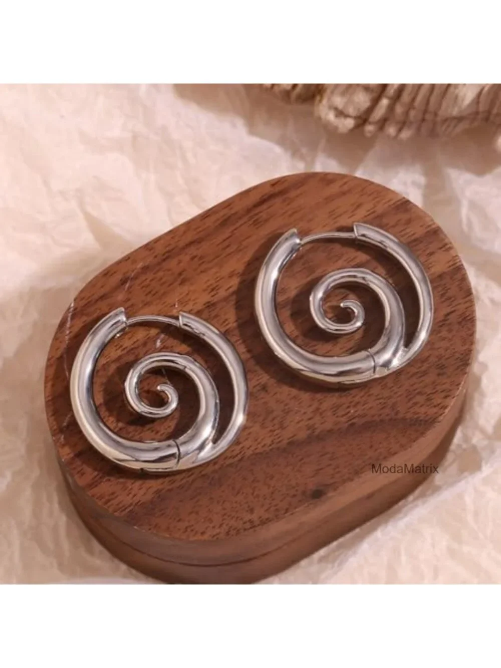 Sea Wave Spiral Hoop Earrings Stainless Steel 18K Golden Plated Huggie Hoops